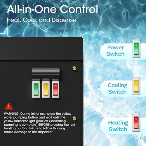 Manastin Bottom Loading Water Cooler Dispenser for 5 Gallon Bottles, Stainless Steel Water Cooler with 3 Temperature Settings - Hot, Cold & Room Water, Ideal Design for Home & Office, Onyx Black 7