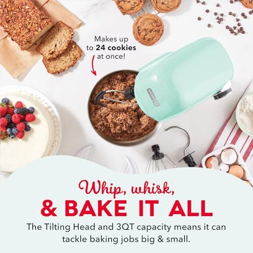 Dash Stand Mixer - Tilt-Head Electric Stand Mixer with Stainless Steel Bowl and Splash Guard For Baking - Aqua, 3.5-Quart 3