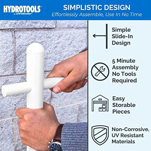 SWIMLINE HYDROTOOLS 89032 Free Standing Poolside Adjustable-Towel Rack With Water Weighted Base Three Arms Tier For Outdoors & Indoors Pool Patio Bathroom Accessory Holder Bar Drying-Stand 6