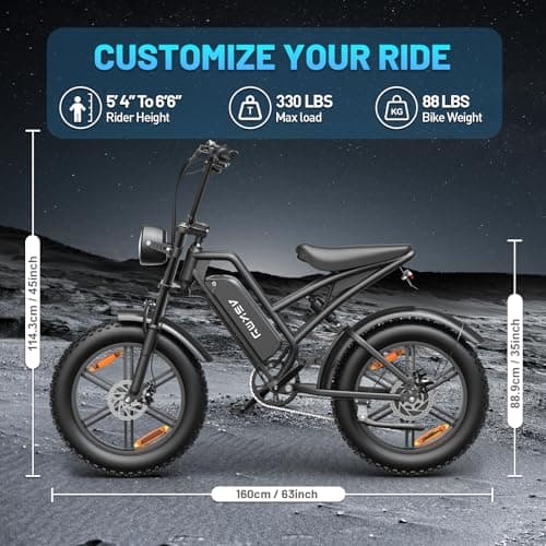 RPINT Electric Mountain Bike with 1500W Peak Motor Ebike, 28MPH and 40-60 Miles PAS Range, Electric Bicycles with 48V 15Ah Removable Battery, 20" Fat Tire Dirt E Bike for All-Terrain 8