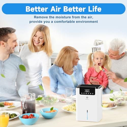 Dehumidifier for Bedroom, 68 OZ Dehumidifiers for Home Basement with Auto Defrost Timer Colorful Light, Small Dehumidifier for Bathroom RV Closet Room (500 sq. ft) White 7