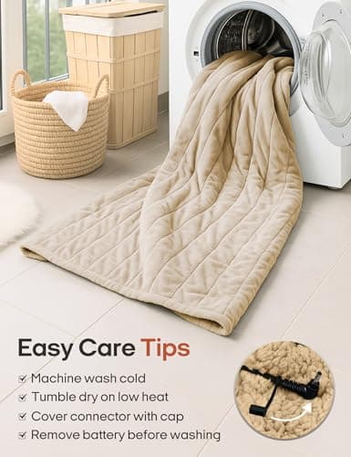 Ourea Cordless Heated Blanket with 10000mAh Power Bank, Portable Rechargeable Sherpa Throw, Low-Voltage Battery Operated Heating Blanket for Indoor & Outdoor Use, Soft Warm Cozy Gift for Women 8