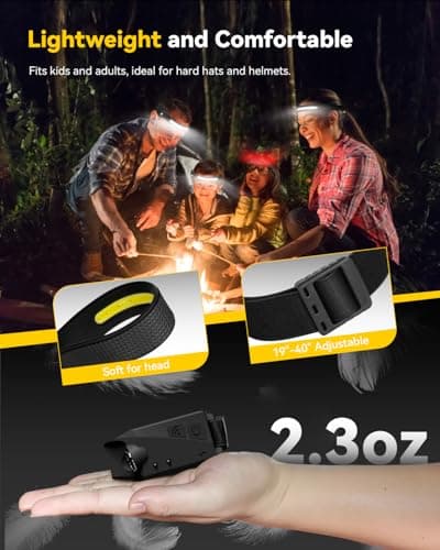 CANKROO Headlamps Rechargeable with Red Light 2 Pack, Wide Beam Running LED Head Lamp for Adults, Headlights for Head with Motion Sensor, Hard Hat Light for Running, Camping, Hiking, Hunting, Fishing 7