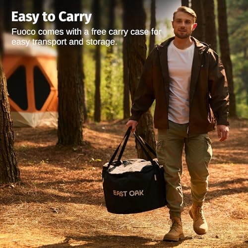 East Oak Fuoco Smokeless Fire Pit 21'' for Patio and Outdoor, Stainless Steel Firepit Wood Burning Fireplace with Carrying Bag, Portable Outdoor Fire Pit with Stand & Removable Ash Pan for Outside 5