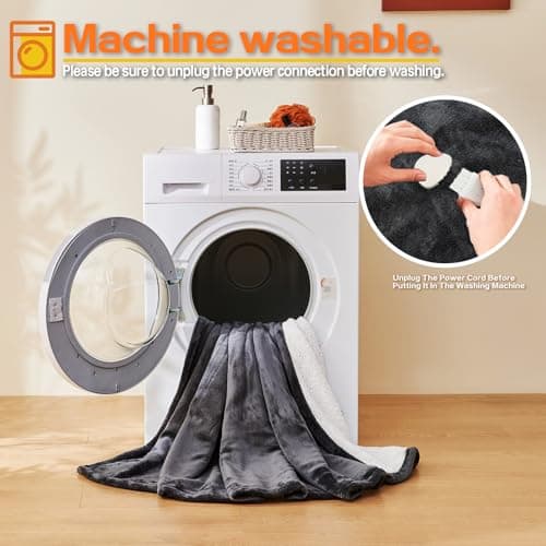 Qieryun Heated Blanket Wearable Electric with Sleeves & Foot Pocket, Heating Blanket with 8 Hours Auto Off 10 Fast Heating Levels, Machine Washable, Gift Idea, 52”*72”+18” 6