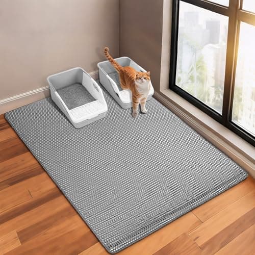 GRELY Cat Litter Mat,XL47''X 28'' Extra Large Litter Trapping Mat,Kitty Litter Box Mat,Double Layer Cats Rug for Pet, Litterbox Mats for Floor,Waterproof Urine Proof,Non-Slip