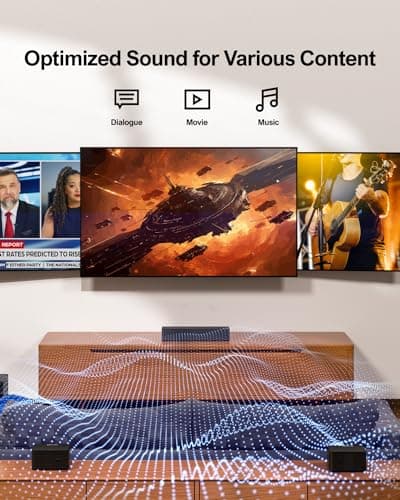 ULTIMEA 5.1 Virtual Surround Sound Bar, 320W Wireless Surround Sound System for TV, Home Theater Sound System, Surround Speakers and Subwoofer Adjustable, Soundbar for Smart TV, Poseidon D50 6