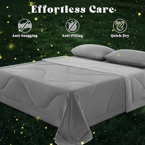 FineMay Cooling Comforter Queen Size, Double-Sided Cooling Blanket for Hot Sleepers & Night Sweats, Arc-Chill Q-Max > 0.4 Breathable Ice Blanket, Lightweight Cold Comforter (80''x90'', Light Grey) 7