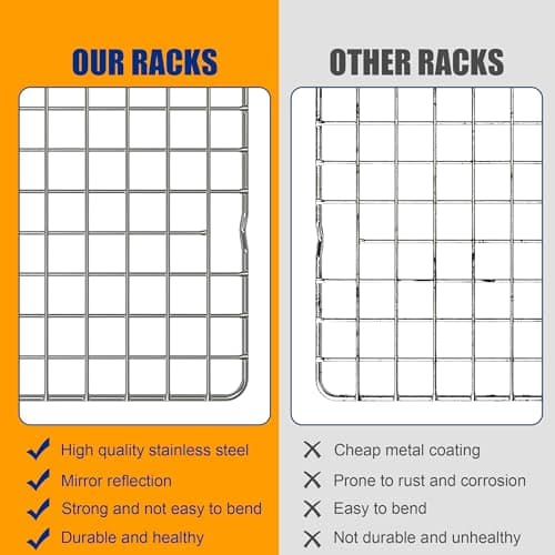2PCS Cooling Racks for Cooking and Baking - 10" x 15"Heavy Duty Stainless Steel Wire Rack for Baking, Grilling, Roasting - Oven & Dishwasher Safe - Fits Jelly Roll Sheet Pan-Silver 7