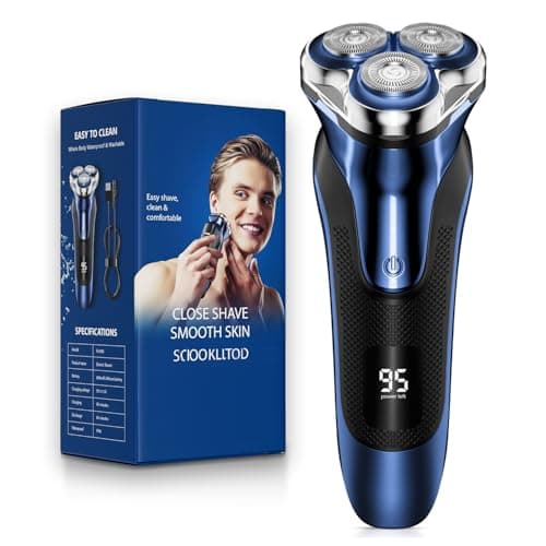 Electric Razor for Men, Electric Shaver for Men Face, Waterproof Wet Dry Rechargeable Shaver with Pop Up Trimmer Turquoise Blue