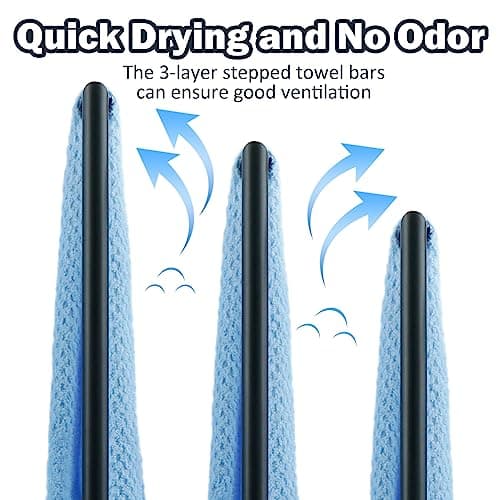 WonYins Standing Towel Rack, 3 Tier Metal Free Standing Floor Towel Racks for Bathroom Freestanding, Drying Bath Towel Rack Stand for Bathroom Floor, Bedroom, Storage, Laundry Room 5