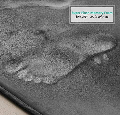 Clara Clark 3 Piece Bathroom Rugs Bath Mat Set, Velvet Memory Foam Bath Mats for Bathroom - Non-Slip, PVC Backing Bath Rugs, Washable - Dries Quickly, Grey 7