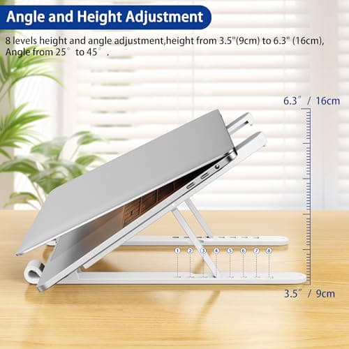 BESIGN LS01 Pro Ergonomic Laptop Stand, Plastic Laptop Riser, Portable and Adjustable Notebook Computer Holder Compatible with 10-14" Laptops (White) 6