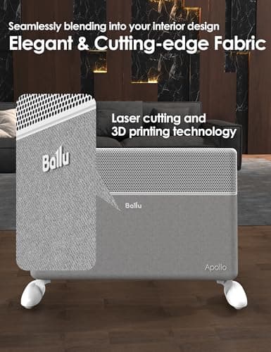 Ballu Convection Panel Space Heater for Large Room,Smart Quiet Heater with Programmable Thermostat,WiFi App Control,Inverter Energy Efficient for Indoor Use,Compatible with Alexa,White 6