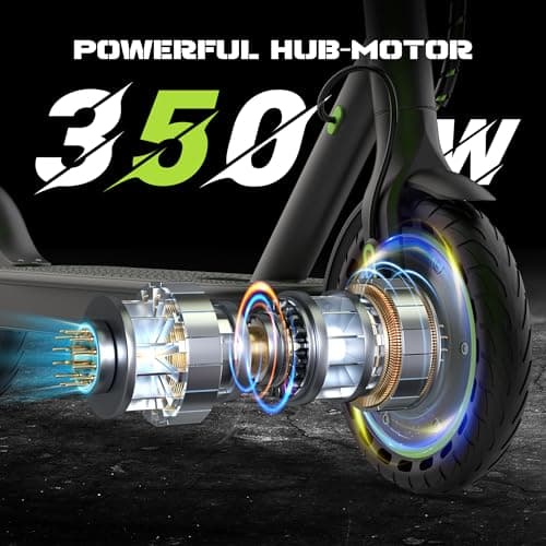 Electric Scooter with 8.5" Solid Tire, 350W Powerful Motor & 19MPH Top Speed, 16 Miles Long Range, Folding E Scooter with Dual Braking for Teens and Adults 3