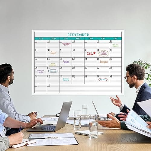 Large Dry Erase Wall Calendar - Large Dry Erase Calendar for Wall, 27.5" x 40" (open) Wall Calendar, Undated 1 Month Wall Calendar with Paper Folded Edition, 8 Round Stickers, Dry Erase Calendar for 7