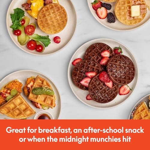 bella Snack-n-Store Mini Waffle Maker, EverGood™ Ceramic Nonstick Coating, Cord Wrap, Ready Indicator Light & Cool Touch Handles, Stackable Design & Customizable Plates, 350 Watt, Oatmilk 6