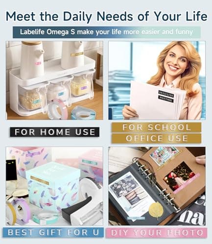 Labelife Embossing Label Maker Machine with Tapes,Omega S Vintage Embossed Label Maker,Retro Embossing Machine with 3 Rolls 3D Embossing Label Tapes Waterproof for Home Office Kids DIY Crafting, Black 6