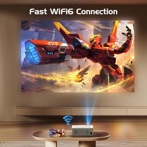 TMY Native 1080P Projector with WiFi and Bluetooth, Outdoor Movie Projector with Sreen, Compatible with Smartphone, HDMI, USB, PC, DVD, Fire Stick, PS5 for Home, Bedroom, Outdoor Use, white 5