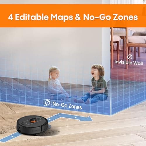 Robot Vacuum and Mop with Self-Emptying, Robotic Vacuum with 90-Day Hands-Free, Mapping, 5000Pa, LiDAR Navigation, Cleaning, Wi-Fi/App/Alexa Control, No-Go Zones,Ideal for Pet, Hard Floors, Carpet 7