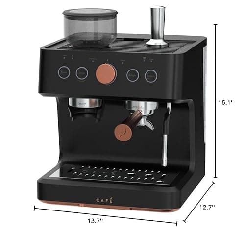 Café Bellissimo Semi Automatic Espresso Machine + Milk Frother | WiFi Connected| Built-In Bean Grinder, 15-Bar Pump & 95-Ounce Water Reservoir | Matte Black, C7CESAS3RD3 10