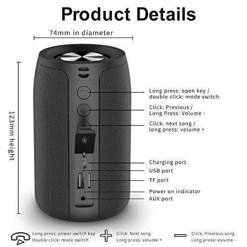 ZEALOT Portable Bluetooth Speaker, S32 Outdoor Speaker, Waterproof IPX5, Dual Pairing, Stereo Sound/TF Card/USB/AUX Competible for iPhone14 Samsung Home/Hiking/Fishing- Camo 8