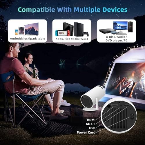 Limimart 5G WiFi Projector, 4K Support, 5.0 Bluetooth Speaker with 130'' Screen,Auto Keystone Correction, Compatible with Android/iOS/Windows/TV Stick/HDMI/USB/Audio 3.5 6