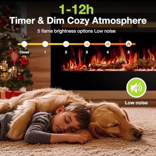 DUMOS Electric Fireplace Wall Mounted/Recessed/Free Standing 50 Inch Space Heater with Remote Control Adjustable Flame Colors Touch Screen Energy Saving 5