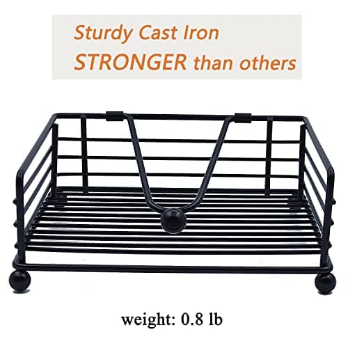 hiwafifi Napkin Holder for Table, Flat Napkin Dispenser with Weighted Arm, Square Cocktail Paper Holder of Elegant Rustic Iron for Kitchen Dining Room Decor Restaurant Farmhouse Hotel Party, Black 8