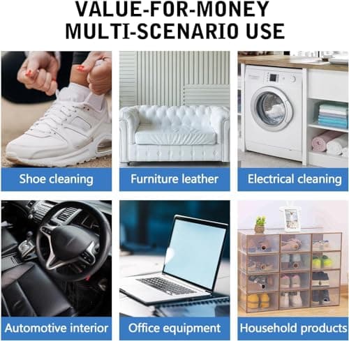 cinwauvo Multi-Functional Cleaning Cream with Sponge, White, Plastic Handle, Soft, 1 Count, 1x0.5x1 inches, For Shoes, Furniture, Car Interiors, Floor Tiles, Leather Bags, Plastic or Rubber Toys 6
