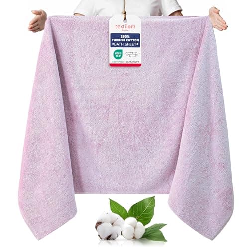 TEXTILOM 100% Turkish Cotton Oversized Luxury Bath Sheets, Jumbo & Extra Large Bath Towels Sheet for Bathroom and Shower with Maximum Softness & Absorbent (40 x 80 inches)- Lilac