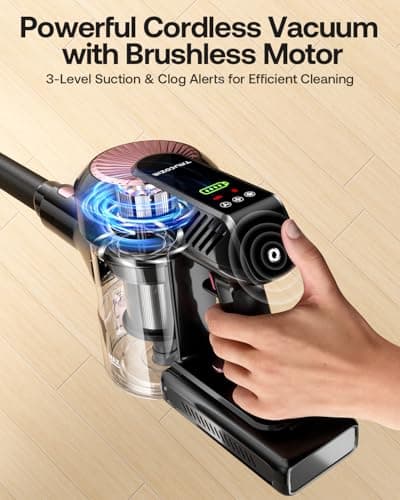 Trucozie Cordless Vacuum Cleaner for Home, Self-Standing Powerful Rechargeable Stick Vacuum for Pet Hair, Hardwood Floors & Carpets, Black 5