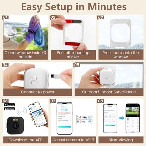 3MP 2K Window Camera, 2.4GHz & 5GHz WiFi Indoor Cameras for Home Security with Full Color Night Vision, Dual-Angle Mount, AI Person & Motion Detection, 24/7 Recording, 2-Way Audio, Real-Time Alerts 6
