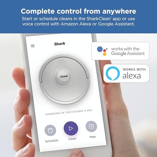 Shark IQ Robot Vacuum with Bagless Self-Empty 60 Day Capacity Base, Multi-Surface Cleaning, Powerful Suction, Pet Hair Pickup, for Carpets & Hardfloors, Home Mapping, White, RV2302AE 8