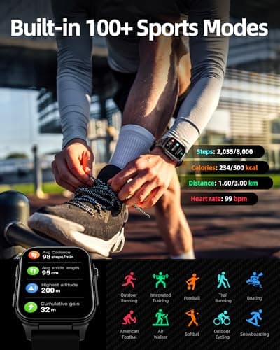 Parsonver Smart Watch for Men Women GPS, 10-Day Battery Fitness Tracker with Bluetooth Calling, 100+ Sports Modes, Heart Rate, Sleep Monitor, Step Counter, Activity Tracker for Android & iPhone, Black 6