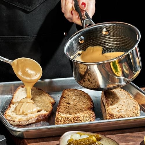 HexClad Hybrid Nonstick 1-Quart Saucepan with Tempered Glass Lid, Stay-Cool Handle, Dishwasher-Friendly, Oven-Safe Up to 900°F, Induction Ready, Compatible with All Cooktops 2