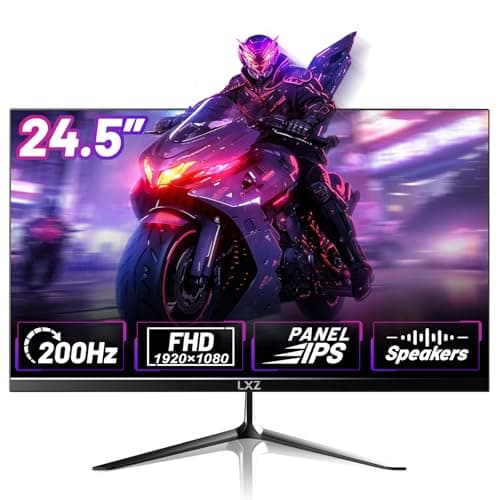 LXZ Gaming Monitor 24.5 inch, 200hz Monitor FHD 1080P Frameless IPS Display with Eye Care, DP/HDMI, Wall Mount Compatible - Black