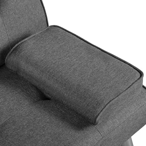 Yaheetech Convertible Sofa Bed Adjustable Fabric Couch Sleeper Modern Recliner Reversible Loveseat Folding Daybed Guest Bed, Removable Armrests, Cup Holders, 3 Angles, 772lb Capacity, Dark Gray 8