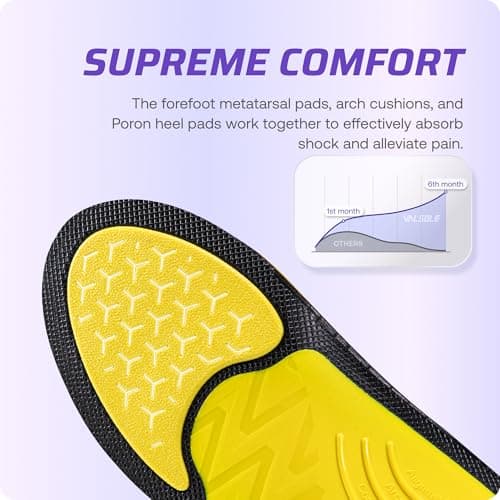 VALSOLE Heavy Duty Support Pain Relief Orthotics - 220+ lbs Plantar Fasciitis High Arch Support Insoles for Men Women, Flat Feet Orthotic Insert, Work Boot Shoe Insole, Absorb Shock with Every Step 5