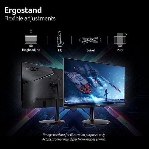 Acer Nitro 27" WQHD 2560 x 1440 PC Gaming IPS Monitor | AMD FreeSync Premium Up to 180Hz Refresh 0.5ms DCI-P3 95% 1 Display Port 1.2 & 2 HDMI 2.0 XV271U M3bmiiprx,Black 8