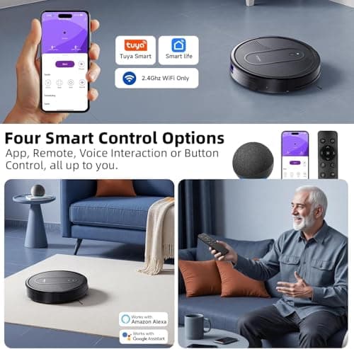 MONSGA Robot Vacuum Cleaner, 3000Pa Powerful Suction Robotic Vacuum, 3.2" Super-Slim, 140Min Runtime, Vacuum Robot for Hard Floor/Low Pile Carpet/Pet Hair, Remote/App/Voice Control, Schedule Clean 6