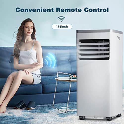 ZAFRO 10,000 BTU Portable Air Conditioners Cools up to 450 Sq.ft, Portable AC Built-in Cool, Dehumidifier, Fan Modes, Room Air Conditioner with Remote Control/Installation Kits, White 7