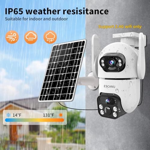 ESCANU Dual Lens Security Cameras Wireless Outdoor for Home Security,WiFi,2-Way Audio,Night Vision,Motion Detection,No mothly fee Cameras,IP65 Water Proof 9