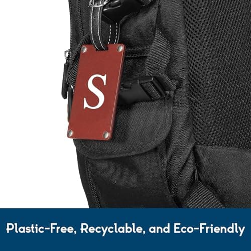 Premium 3-Layer Aluminum Luggage Tags by Fortuna - Easy to Claim, Laser-Engraved, Plastic-Free, and Eco-Friendly Luggage Tag Holders, 2-Pack, Red (S) 5