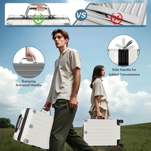 Krute Carry On Luggage 20 inch Aluminum Frame Luggage with Spinner Wheels Hardshell No Zipper PC+ABS TSA Lock Zipperless Suitcases 4