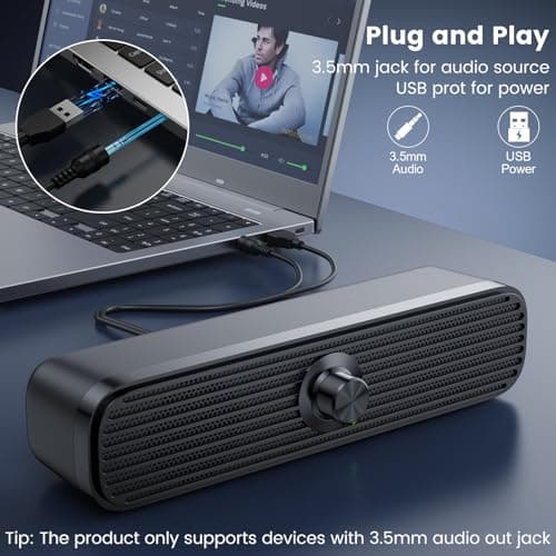 1Mii Computer Speakers for Desktop Laptop Tablet, USB Powered PC Speakers, Small Speakers Wired with Volume Control for Cellphone Pad MP3, Stereo Sound with 3.5mm Audio Plug for Windows Mac Linux PCs 7