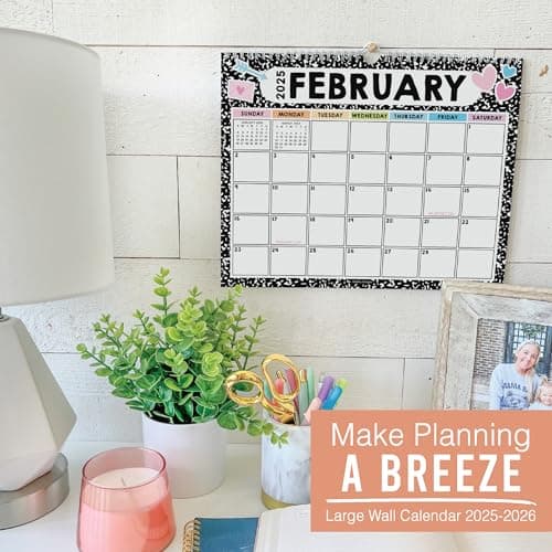 Hadley Designs Wall Calendar 2025-2026 – 18-Month Hanging Calendar 2025-2026 for Family, Home, School, & Office, Spiral Bound with Large Date Blocks & Notes Sections (Doodle) 8