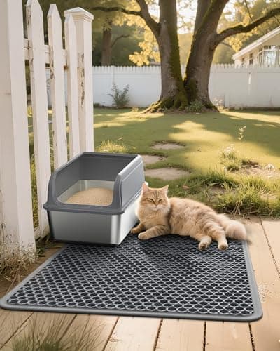 Cat Litter Mat - 23.2'' x 14.6'' Small Litter Trapping Mat, Easy to Clean Litter Box Mat, Waterproof, Urine-Proof, Non-Slip Kitty Litter Mats for Floor, Grey 7