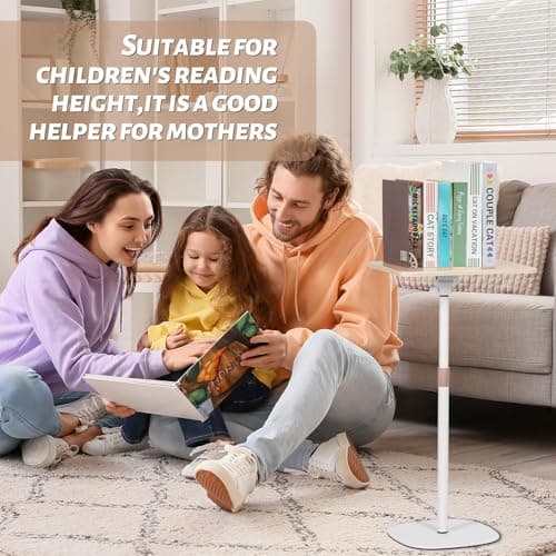 HDCHQXQ Standing Reading Stand, Adjustable Book Stand Height(9'to27.5') and Angle, Music Stand,for Laptops, Tablet Bibles, Recipes, Cooking, Books Wooden Display Rack,Stable Portable with Clip 5