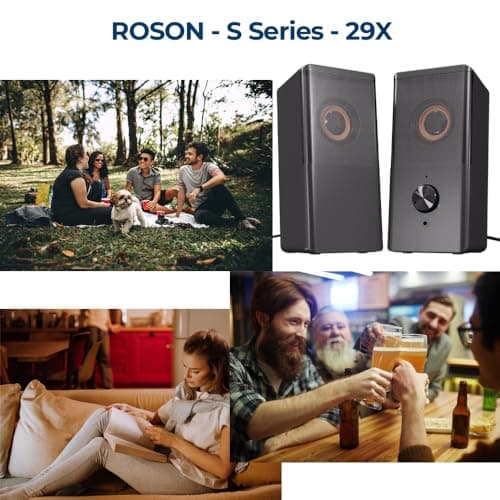 ROSON Computer Speaker, Compact Size Speaker with Headphone Jack, Enhanced Bass and Volume Control, Stereo 2.0 USB Powered 3.5mm Aux Multimedia Speakers for Laptop/Desktop/Tablets/Phone 5